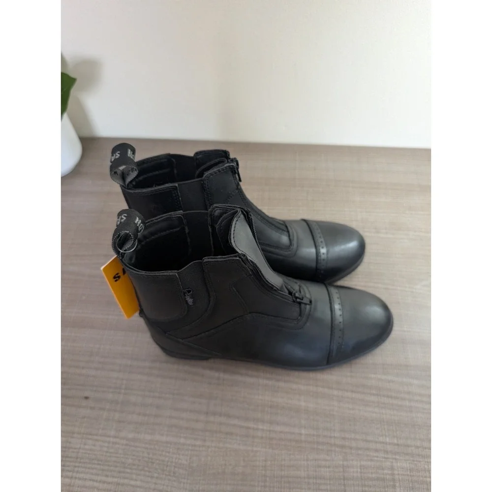 Saxon Syntovia Ladies Sz 7.5 Zip Paddock Boot Black Equestrian Riding Boots